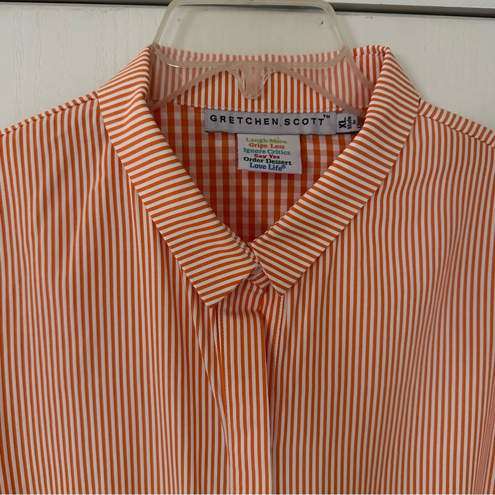 Gretchen Scott Wash & Wear Breezy Blouson Shirt Dress with Tie Waist Stripe XL - Picture 7 of 11